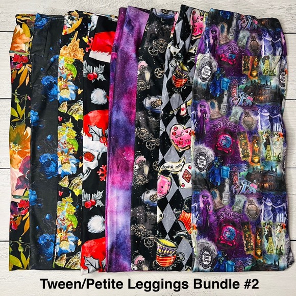 Pants - Leggings Bundle Lot 8 Pairs Fun Prints Galaxy Steampunk Holiday Characters